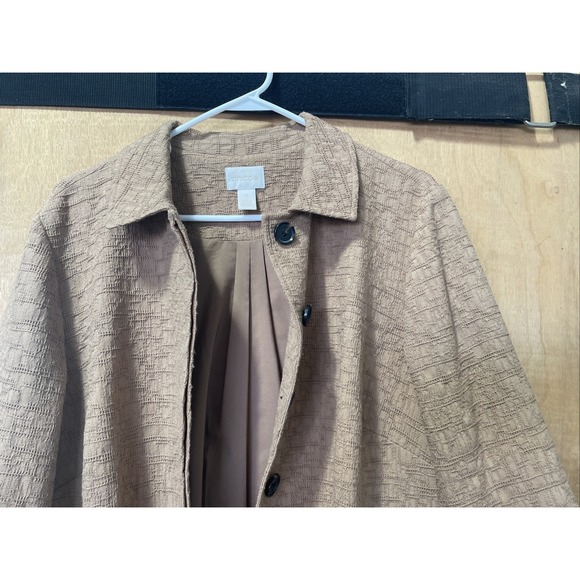 Chicos Textured 3/4 Sleeve 4 Button Swing Jacket Tan Size 3 - Picture 1 of 13